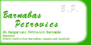 barnabas petrovics business card